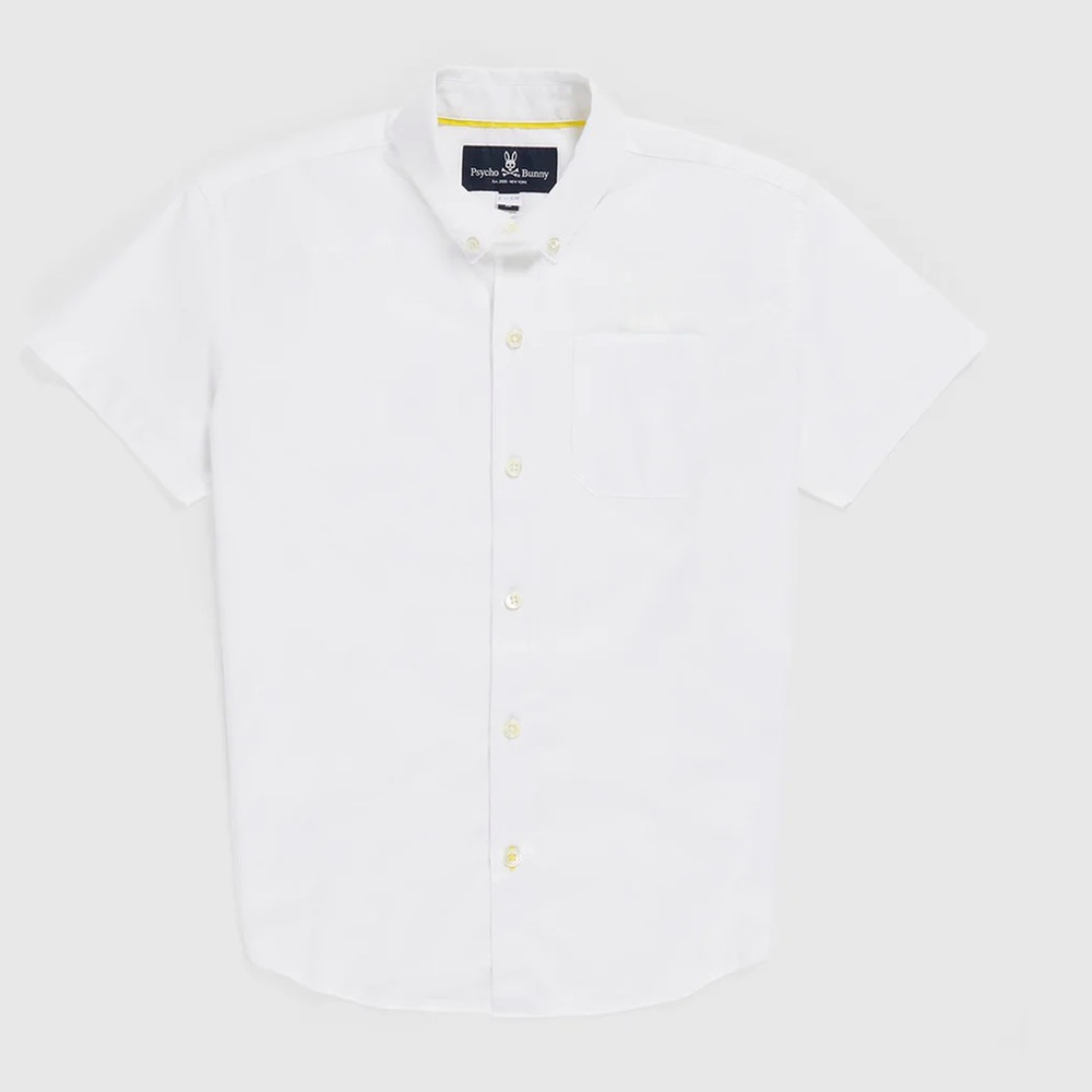 Psycho Bunny Kids Kosuth Short Sleeve white Shirt size M(8-10) XL(18-20)